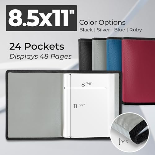 Dunwell Art Portfolio 8.5x11, 24 Pockets, Displays 48 Pages, Silver - Image 2