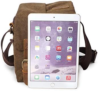 Small Camera Bag/Case, Vintage Canvase Leather Trim DSLR SLR Camera Shoulder Messenger Sling Bag - Image 6