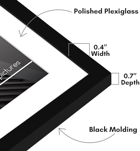 Americanflat 12x14 Picture Frame - Matted to 9x11 - Slim Molding - Black - Image 3
