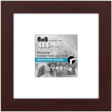 Americanflat 8x8 Picture Frame - Matted to 4x4 - Engineered Wood - Mahogany by Americanflat