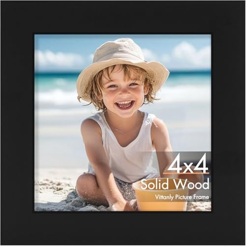Vittanly 4x4 Picture Frame Made of Solid Wood for Wall & Tabletop, Black by Vittanly