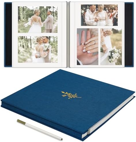 Self Adhesive Photo Album Linen Cover 40 Pages Navy Blue by Remowith