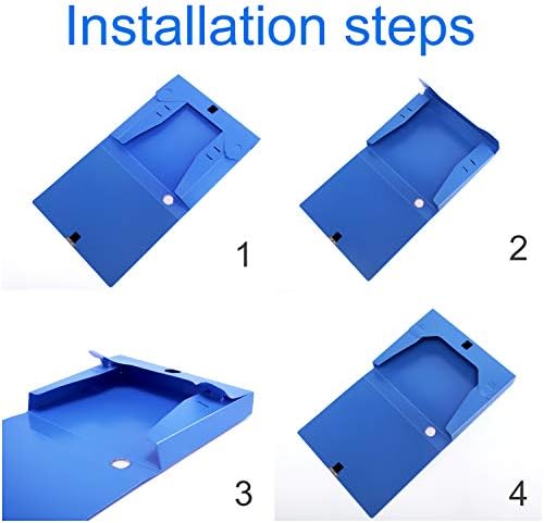 HUA JIE 4 Pack A4 Storage File Boxes Plastic Archives Cases with Lid,Blue - Image 7