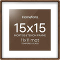Homeforia 15x15 Mortise&Tenon Walnut Picture Frame, 11x11 Mat, Glass by Homeforia