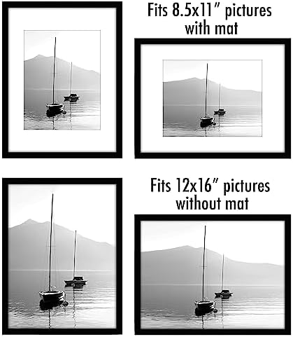 Americanflat 12x16 Picture Frame 5-Pack - Matted to 8.5x11 - Black - Image 4