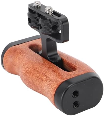 Jiawu Camera Cage Side Handle Grip with Ergonomic Design for Comfortable Use and Adjustable Positioning for Filmmakers - Aluminum Alloy and Rosewood Construction - Image 2