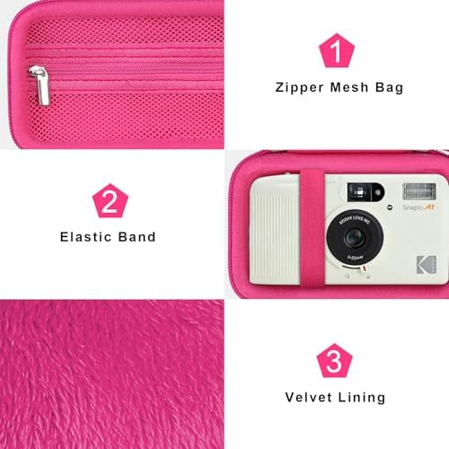 Canboc Carrying Case for KODAK EC35/ KODAK EKTAR H35 Film Camera, Rosered - Image 5