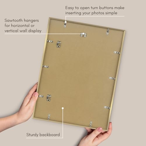 Americanflat 18x24 Poster Frame - Matted to 8x10 - Slim Molding - Gold - Image 6