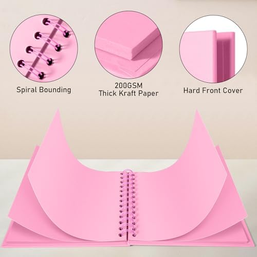 GOTIDEAL 7 x 7 Inch Scrapbook Album with Metallic Markers, Pink, 40 Pages - Image 3
