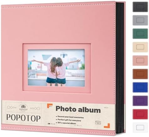 Popotop 4x6 Photo Album Holds 500 Pictures, Vegan Leather Hardcover by Popotop