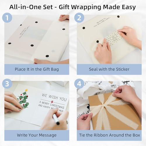 Vienrose Self Adhesive Photo Album Gift Set, Linen Cover Scrapbook with DIY Window, Holds 4x6 5x7 8x10 Photos, 30 Sheets 60 Pages for Family Wedding Baby, Includes Pen, Card, Lace Strap, Blue - Image 5