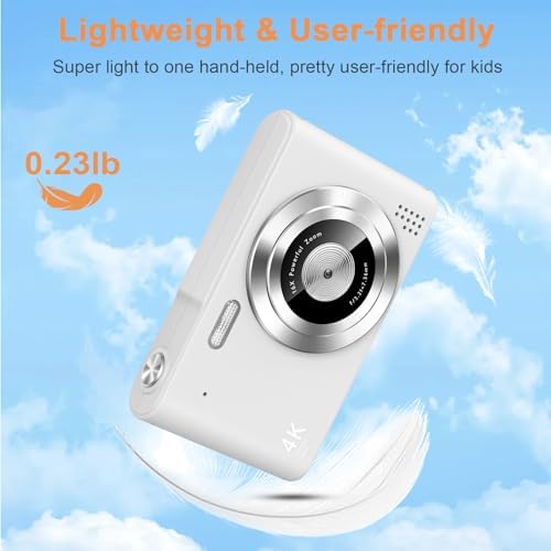 Digital Camera, Camera for Kids, UHD 4K 48MP Point and Shoot Digital Cameras with 64GB SD Card and 16X Digital Zoom Anti Shake, Compact Portable Small Gift for Boys Girls Students,White - Image 7