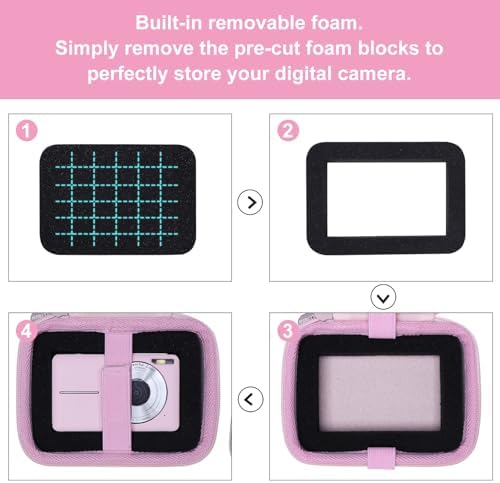 L LTGEM Digital Camera Case Compatible with KODAK PIXPRO FZ55/FZ45, Canon ELPH 180/190, Sony DSCW830/DSCW800, CAMKORY, QUMCOU, Lecran Digital Cameras, Pearl Powder(Case Only) - Image 4