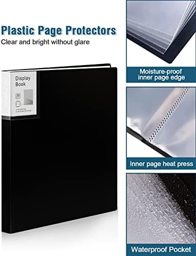 Folder with Plastic Sleeves 4 Pack 9"x12" Black Portfolio Folder for Artwork Display Book 30 Pockets 60 Pages Capacity - Image 3