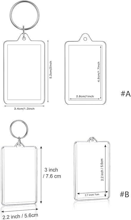 3Pcs Clear Plastic Picture Frame Keychain Rectangle Shapes Blank Photo Keychains Photo Display Plastic Blank Keychain Clip Photo Holders Photo Albums, Frames and Accessories - Image 2