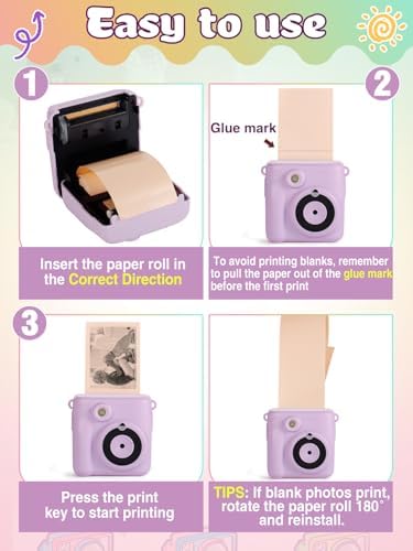 9 Roll 1''×2.2'' Kids Camera Paper Roll Refill for Kid Camera Instant Print - Image 6