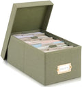 Decorative Photo Storage Box - Sturdy Linen Organizer Holds 850 4x6 Photos by ZICOTO