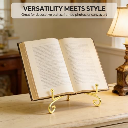 Artliving Plate Stands for Display, 8 Inch Decorative Plate Holder, Metal Picture Stand for Table, Small Easels for Display Card, Photo, and PSA Slab - Ideal for Party and Wedding (Gold, 4 Pack) - Image 3