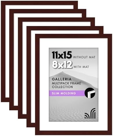 Americanflat 11x15 Picture Frame 5-Pack - Matted to 8x12 - Mahogany by Americanflat