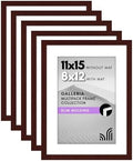 Americanflat 11x15 Picture Frame 5-Pack - Matted to 8x12 - Mahogany by Americanflat