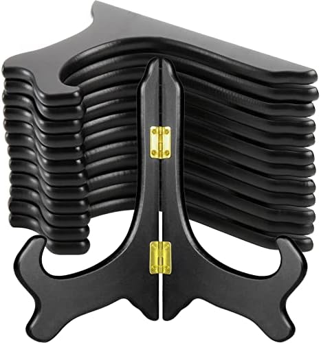 WUWEOT 6 Pack 7" Wooden Display Stand, Black Wood Easel Plate Holders to Display Pictures, Cook Books, Art, Dish, Certificates and More, Ideal Wedding, Home, Birthday, Party, Table Decorations by WUWEOT