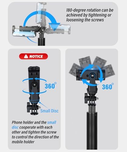 BMZX Golf Tripod Monopod, 47" Selfie Stick for Golf Swing Training & Recording | with Spike, Tripod, Magnetic Phone Holder, 1/4"-20 Screw, Carry Bag | Compatible with iPhones, Android & Cameras - Image 6