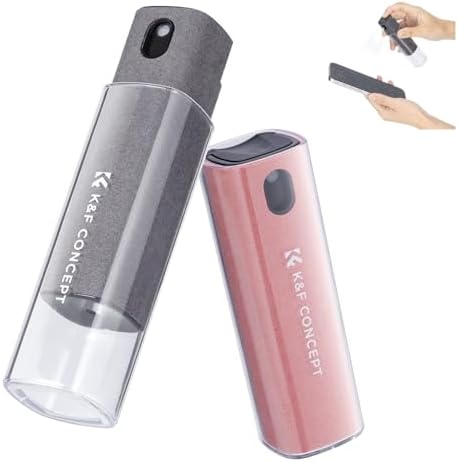 K&F CONCEPT 2-in-1 Screen Cleaning Tool, Includes 20ml Liquid, Grey & Pink by KFCONCEPT