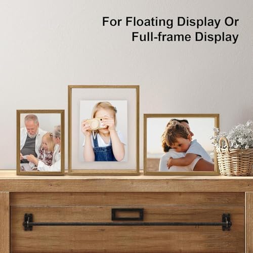 Egofine 9x12 Floating Frames Set of 2, Double Plexiglass Picture Frame, Made of Solid Wood Display Any Size Photo up to 9x12, Wall Mount or Tabletop Standing, Carbonized - Image 5