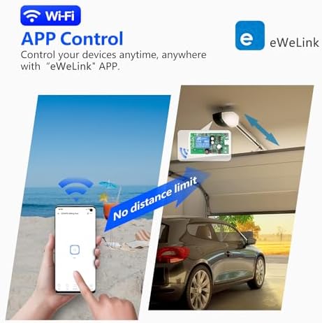 DieseRC 4x1 Channel WiFi Smart Switch with 1x Bluetooth Transmitter, DC 5V 12V 24V Passive Output Relay Module Ewelink APP WiFi Control Compatible with Alexa/Google Home, Inching/Self-Locking Switch - Image 4
