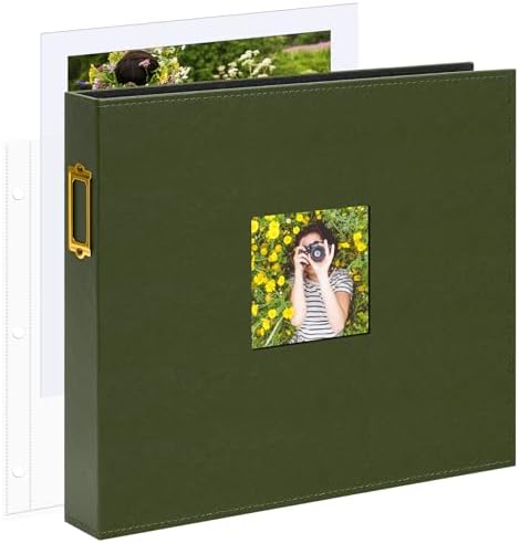 Vienrose 12x12 In 3 Ring Scrapbook Photo Album Leather Dark Green 100 Pages by Vienrose