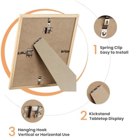 upsimples Picture Frames set of 19, Including 8x10, 5x7, 4x6 Natural Frame - Image 4