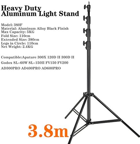 Godox 149 Inches Heavy Duty Aluminum Photography Light Tripod Stand for Aputure Ls60W 300D II Godox SL-60W SL-150II FV150 FV200 AD300PRO AD400PRO Studio Photography Lighting - Image 2