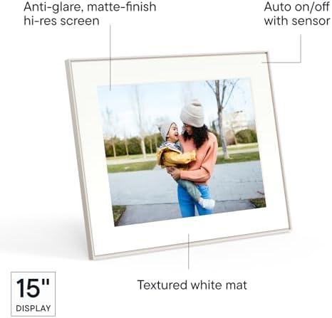 Aura Walden 15" WiFi Digital Picture Frame | Wirecutter's Best Digital Frame for Gifting | Send Photos from Your Phone | Quick, Easy Setup in Aura App | Free Unlimited Storage | White Clay - Image 4