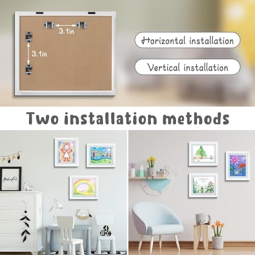 8 Pack 10x12.5 Front-Opening Kids Artwork Frames Changeable (White) - Image 2
