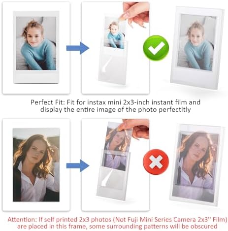 2x3 Photo Frames for Instax Mini EVO 13 12 Liplay SE Link 3 Camera Film, 3-inch Small Picture Frame for Mini 11 40 41 90 99 7+ Photo with Clear Protective Film (14-Packs Frosted Clear) - Image 4