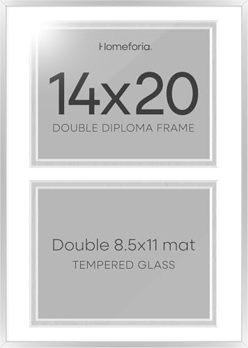 Homeforia 14x20 Silver Diploma Frame, High-End Metal, 8.5x11 Mat, Glass by Homeforia