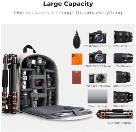 K&F CONCEPT Camera Backpack, DSLR/SLR/Mirrorless Photography Camera Bag - Image 4