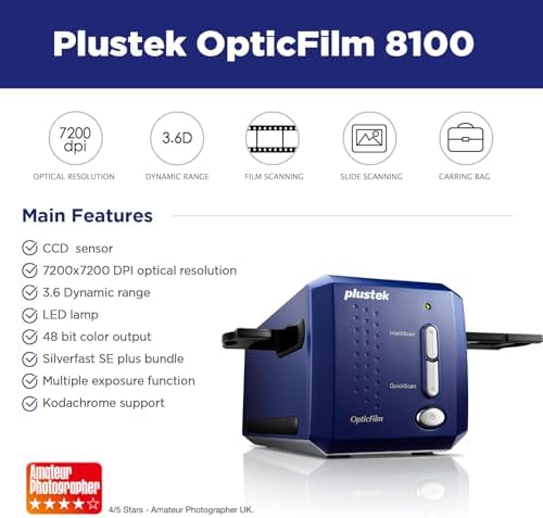 Plustek OpticFilm 8100-35mm Negative Film/Slide Scanner with 7200 DPI and 48-bit Output. Bundle Silverfast SE Plus 9, Support Mac and Windows - Image 2