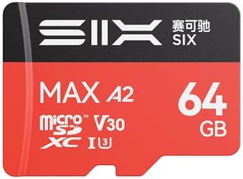 SIX M200 64GB Micro SD Card Read Up to 190MB/s for 4K UHD Continuous Recording - A2, U3, V30 microSDXC Memory Card 64GB with Adapter for Action Cameras, Drones, Gaming Consoles, Dash Cams, Phones by SIXMemory