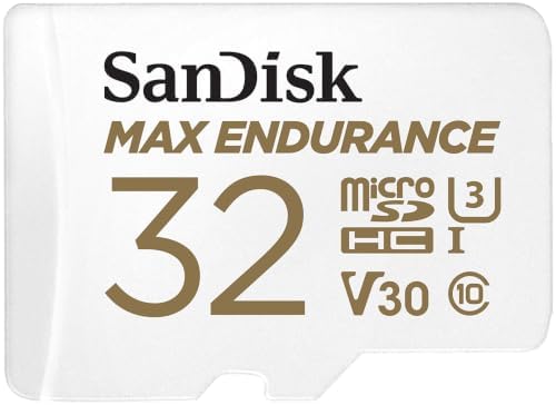 SANDISK 32GB MAX Endurance microSDHC Card with Adapter for Home Security Cameras and Dash cams - C10, U3, V30, 4K UHD, Micro SD Card - SDSQQVR-032G-GN6IA by Unknown