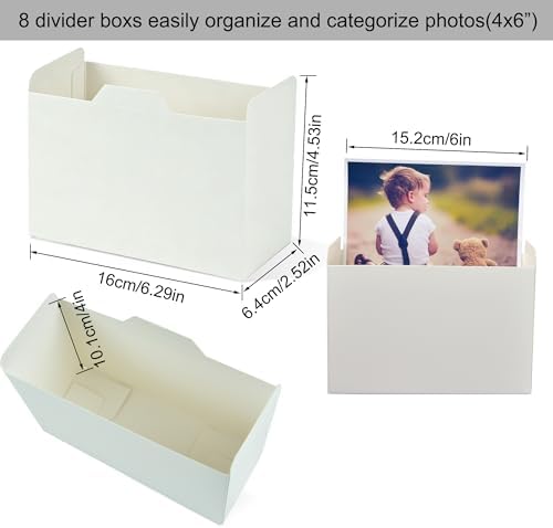 Linen Photo Storage & Keepsakes Box with Dividers for Cards & Photos - Image 5