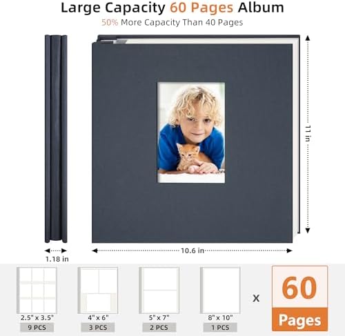 Self Adhesive Photo Album, 60 Pages, 11x10.6 Inch, Gray Blue - Image 2