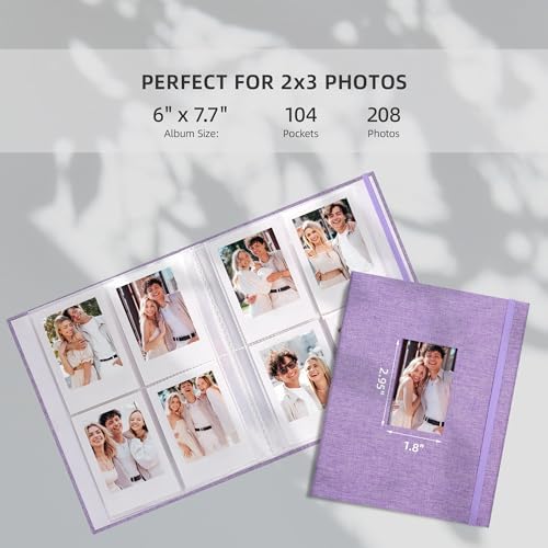 Vienrose Mini Polaroid Photo Album 208 Photos 2x3 Inch Purple 1 PACK - Image 3