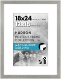 Americanflat 18x24 Poster Frame - Matted to 12x18 - Grey Wood by Americanflat