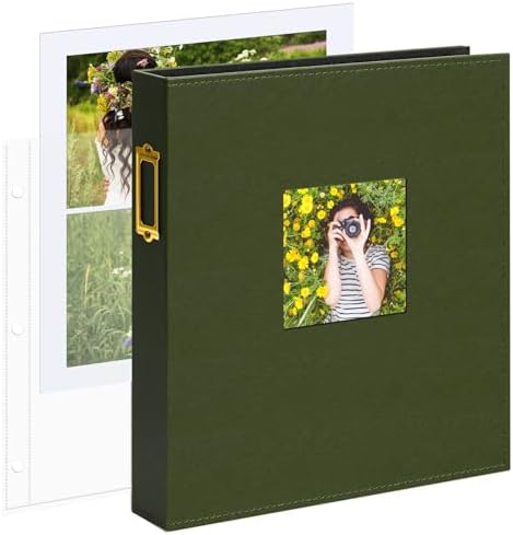 Vienrose 8.5x11 In 3 Ring Scrapbook Photo Album Leather Green 100 Pages by Vienrose