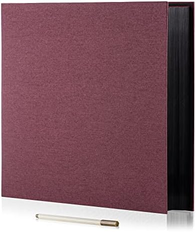 Large Photo Album Self Adhesive 4x6 8x10 10x12 13"x12.6" Scrapbook Album 12.6"x11" Inch 60 Black Sticky Pages Linen Cover Magnetic Photo Album with A Metallic Pen and DIY Stickers(Purple) by HoneyTolly
