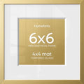 Homeforia 6x6 Gold Picture Frame, High-End Metal, 4x4 Mat, Glass by Homeforia