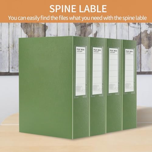 HUA JIE 2 Pack A4 Storage File Boxes Archives Case,65mm Spine-Green - Image 7