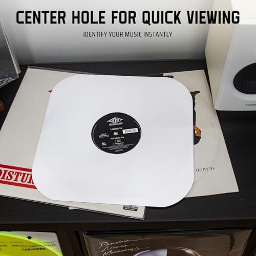 TAKMORK 12" Vinyl Record Inner Paper Sleeves, 33 RPM, 80gsm, White, 100pcs - Image 3