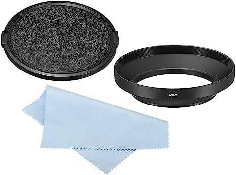 PATIKIL 72mm Lens Hood, Wide Angle Matte Surface Anti-Reflective Inside Hood with Cap and Cleaning Cloth for Camera Lens, Black for Nikon, for Fujifilm, for Pentax, for Leica by PATIKIL